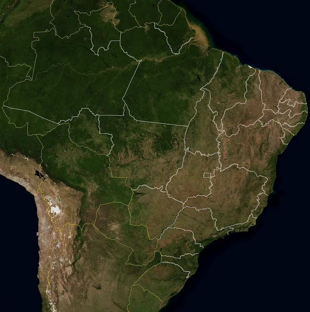 Território do Brasil visto por satélite da NASA.