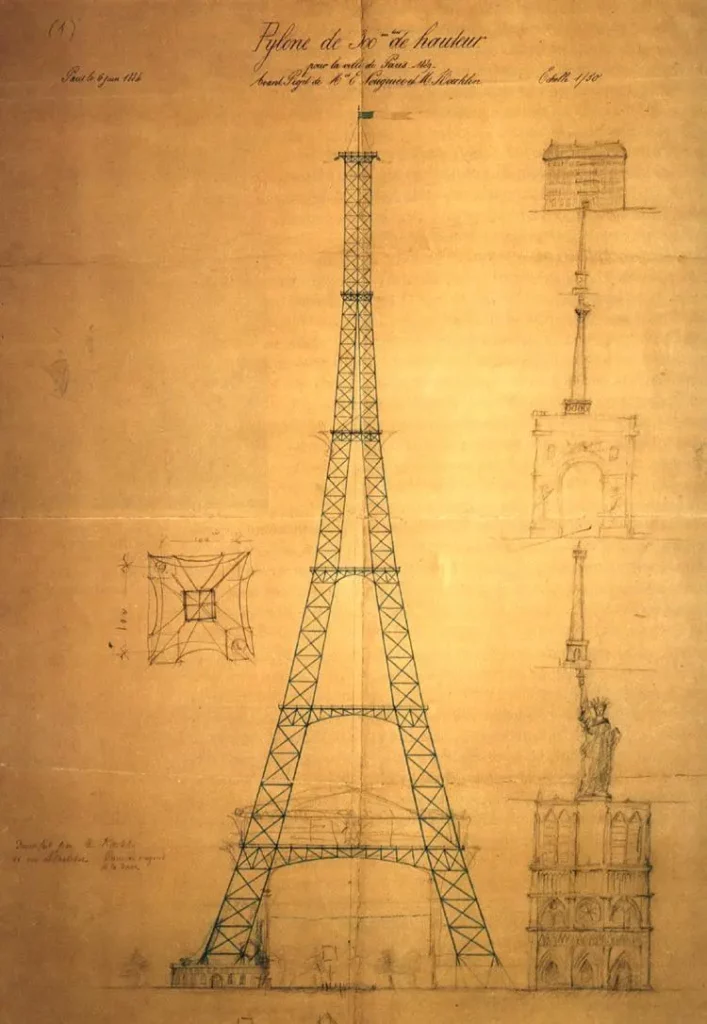 Projeto da Torre Eiffel por engenheiro